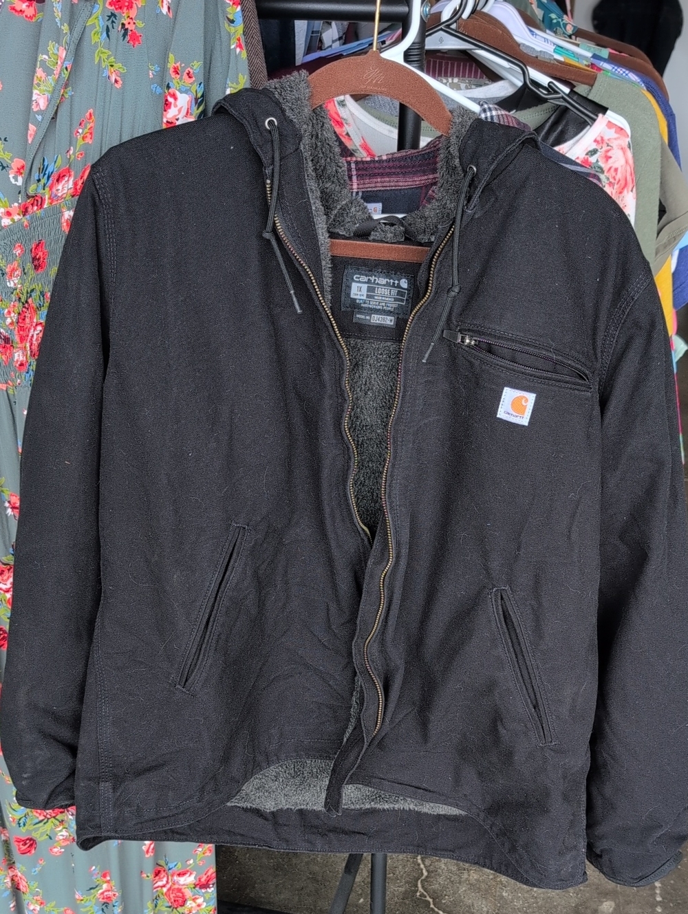 Men's Carhartt Black Hooded Work Jacket